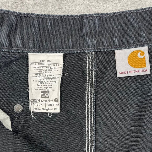 Vintage Carhartt Double Knee Black Carpenter Pants B0 1BLK USA Made Men’s 38x36 - Picture 7 of 10